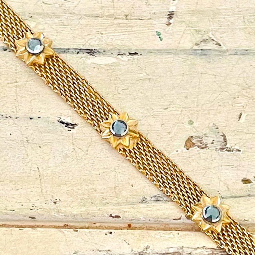Vintage Swarovski gold mesh crystal flower bracelet PRICE FIRM